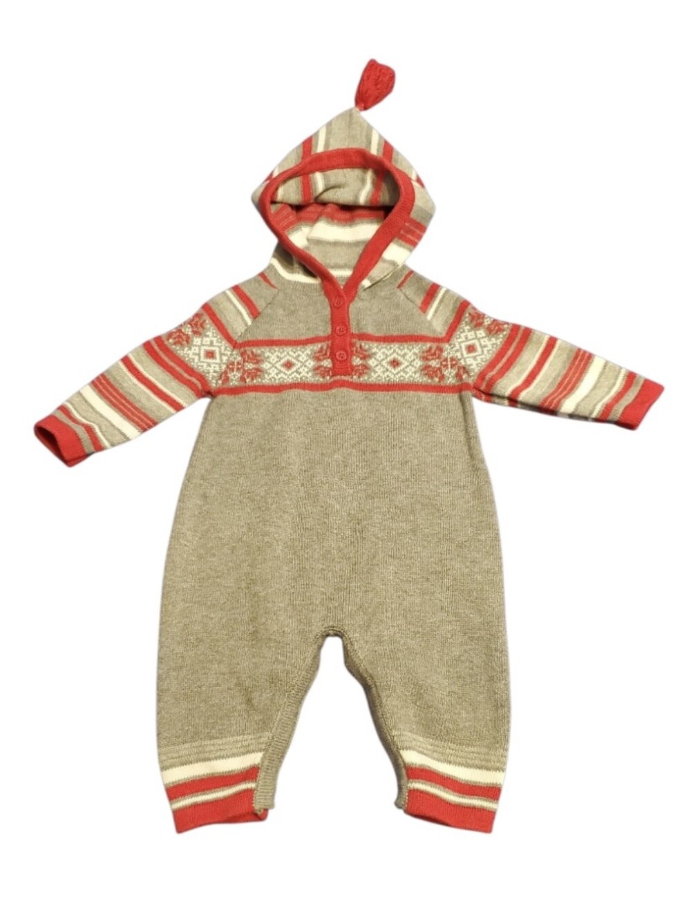 Hanna Andersson Baby Nordic Fair Isle Holiday Cotton Romper 6M - 12M